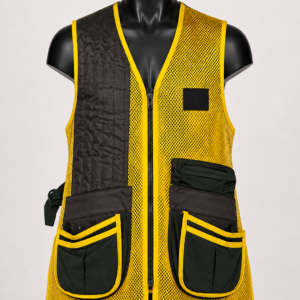 Breathable mesh shooting vest with quilted shoulder front