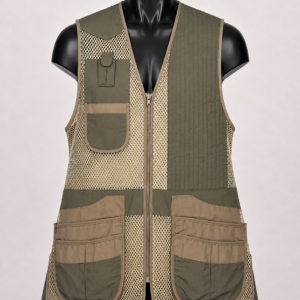 Olive mesh clay shooting vest with large cartridge pockets