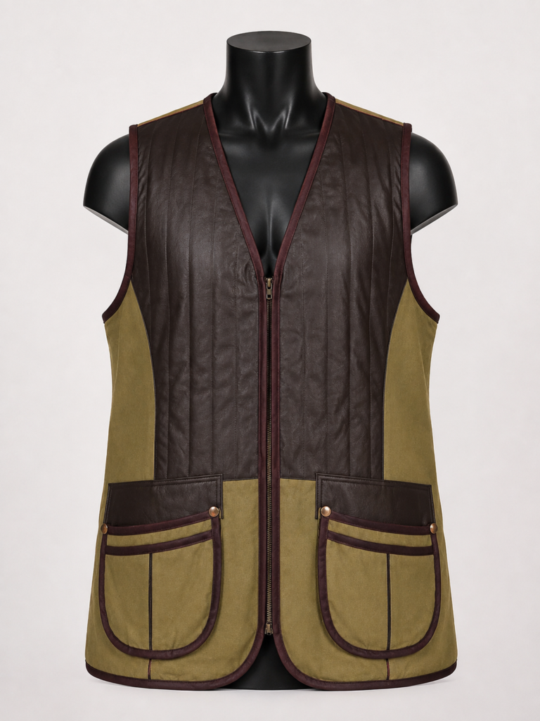 Premium canvas and leather shooting vest NN-SV-010