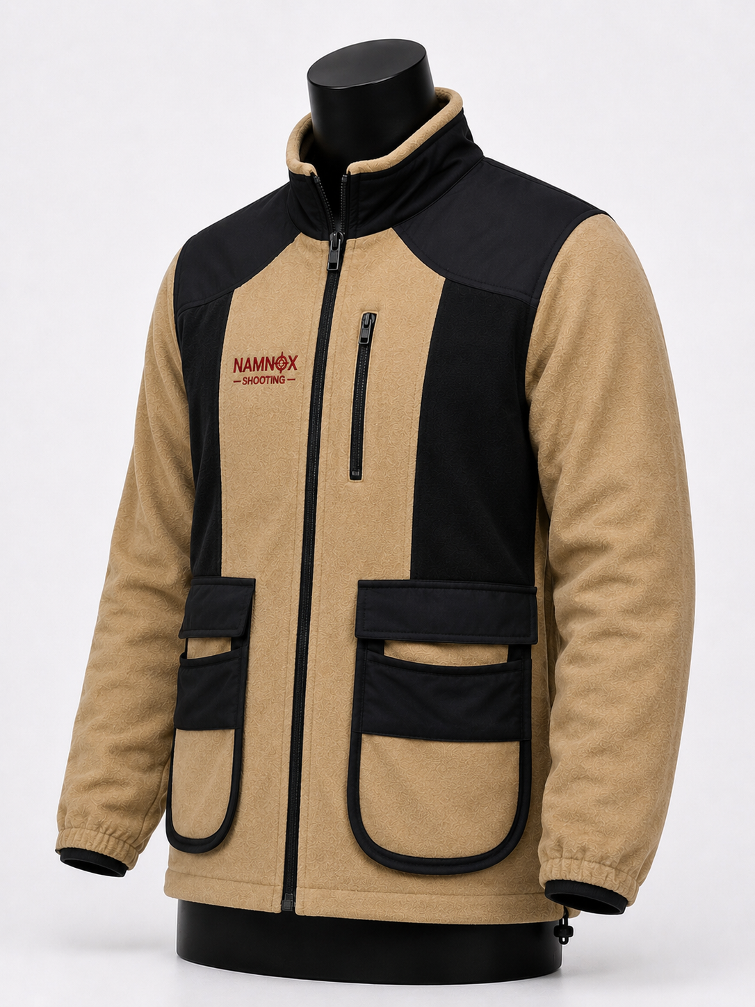 Sand & Black Professional Fleece Shooting Jacket - Image 4