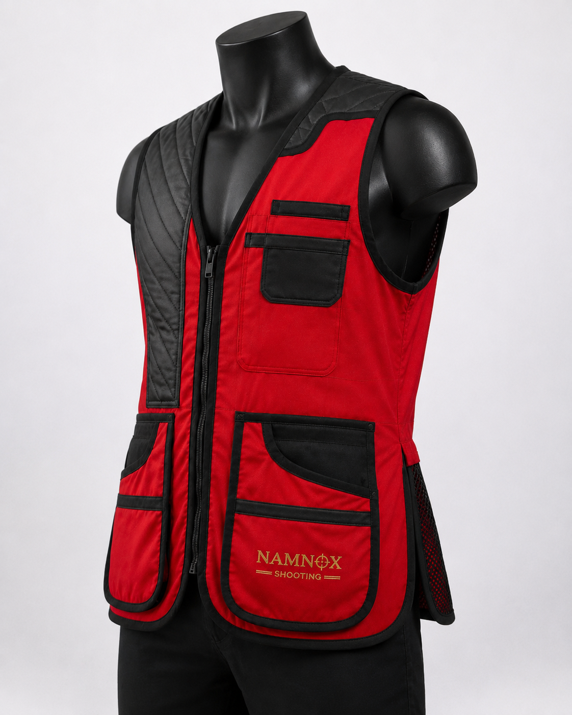 Red & Black Professional Clay Shooting Vest - Image 3